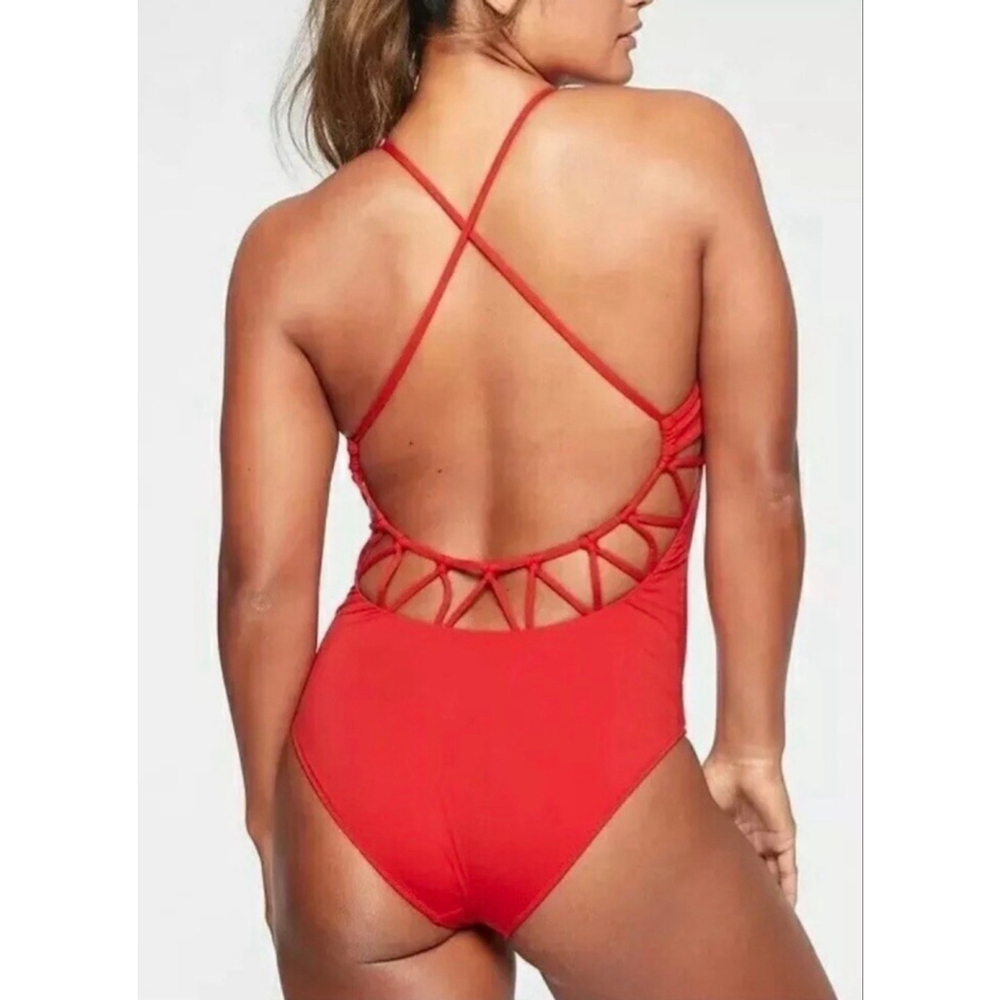 Women's ATHLETA Kihei One Piece Red Loop Back Detail S